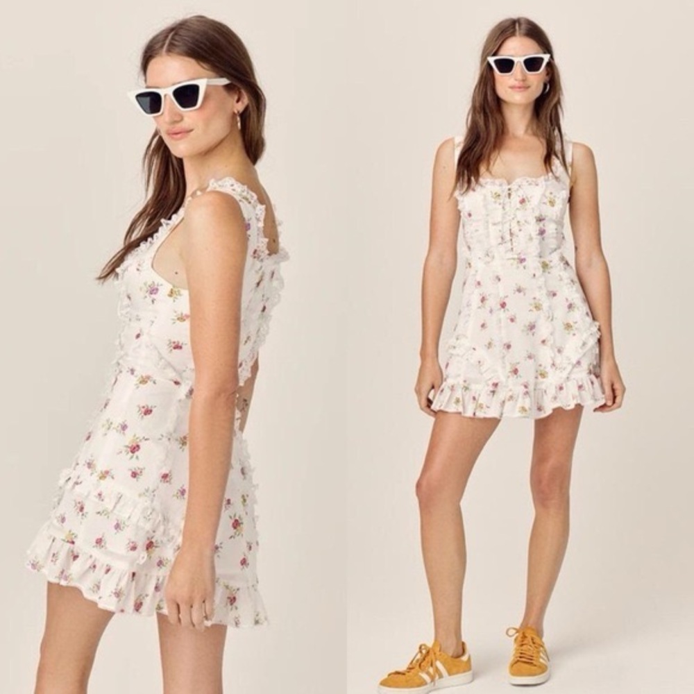 Free People For Love & Lemons Mini Floral Dress Wildflower Sold Out Print NWT L